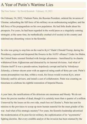 обложка книги A Year of Putin’s Wartime Lies - David Remnick