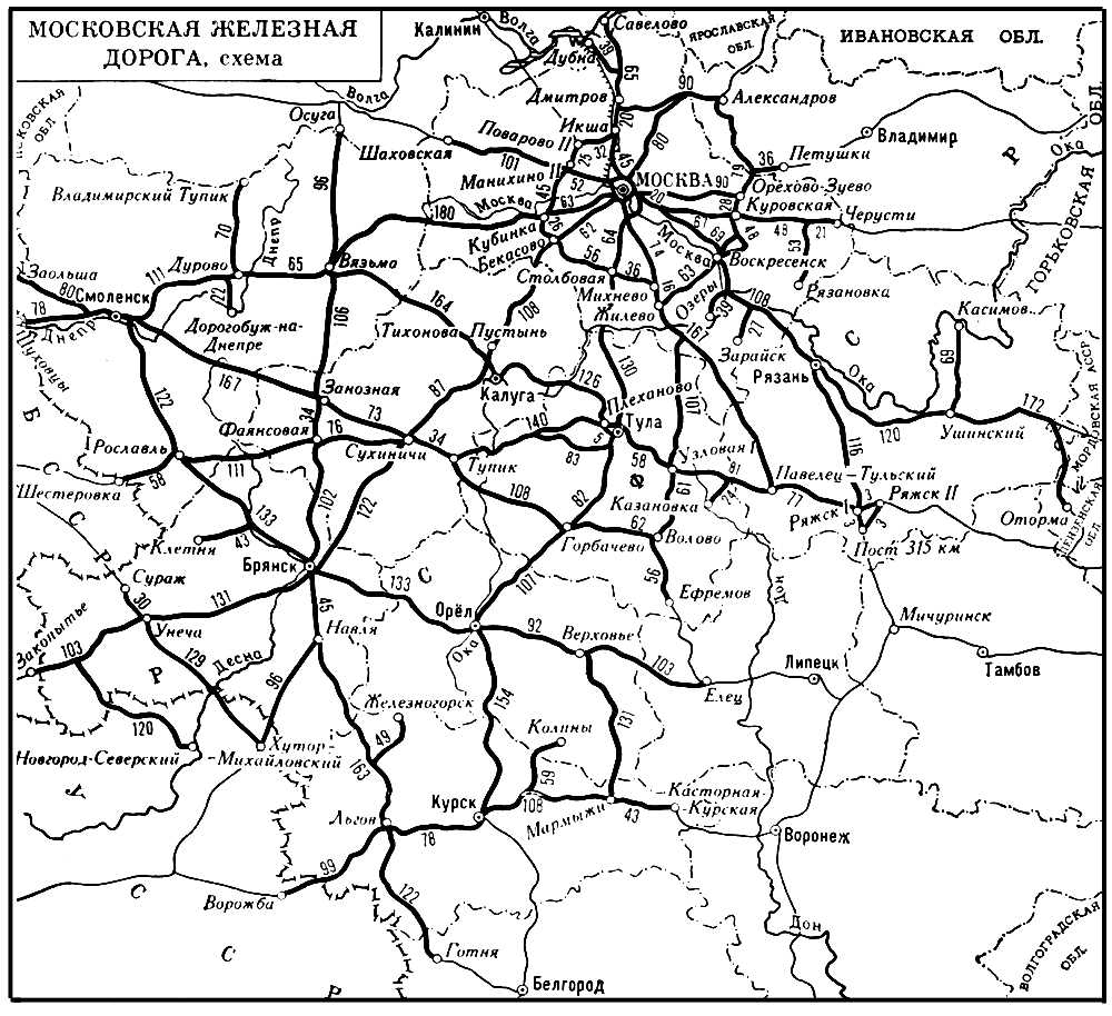 Схема железной дороги московской области на карте