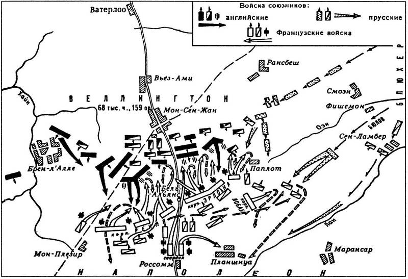 Карта сражение при ватерлоо