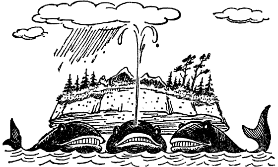 Представлен на рисунке 3 рисунок. Древние представления о земле на трех китах. Представление древних людей о земле на трех китах. Три кита представление о земле. Первые представления о земле.