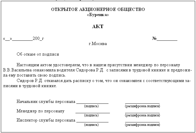 Акт о непредоставлении доступа в квартиру образец