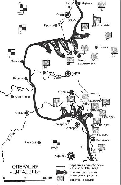 Операция цитадель курская битва карта