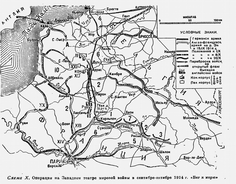 Первая мировая карта 1914 западный фронт