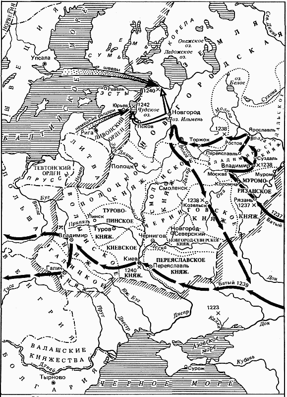 Походы батыя на русь карта