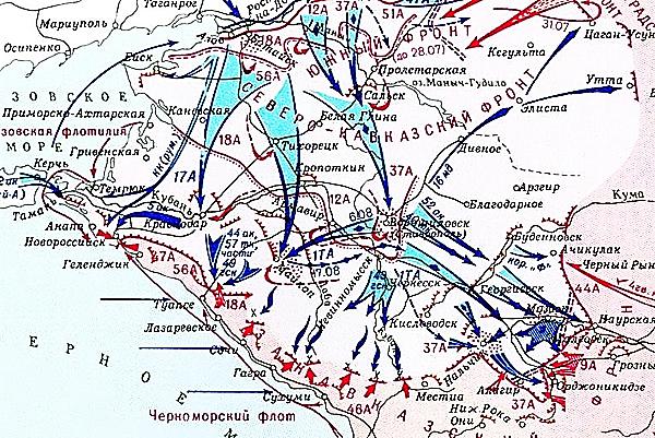 Карта боевых действий за кавказ