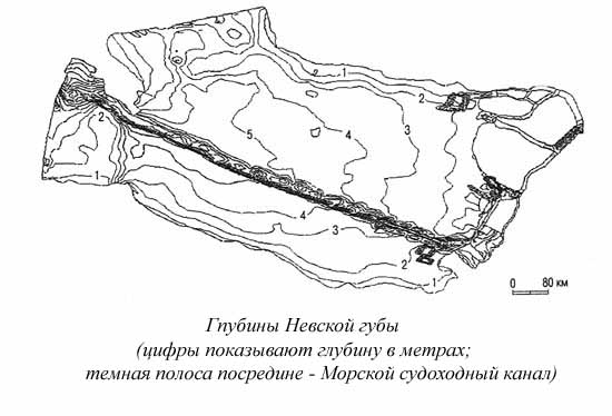 Карта глубин невской губы