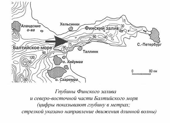 Карта глубин дамбы финского залива