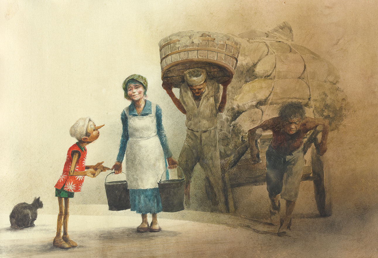 Роберт Ингпен иллюстрации Пиноккио