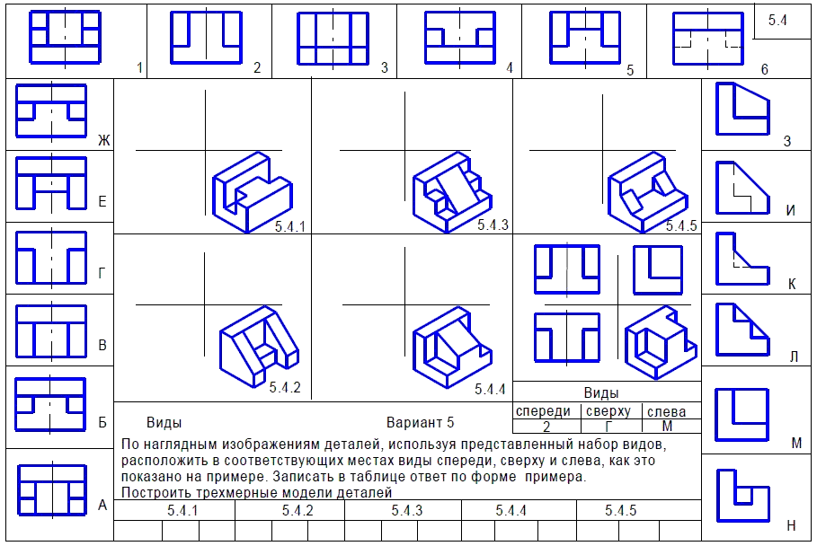 Графическое изображение детали в проекциях кроссворд