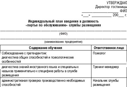 Ввод в должность нового сотрудника образец