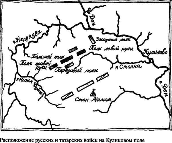 Нарисуй схему расстановки русских полков перед куликовской битвой подпиши имена князей и воевод