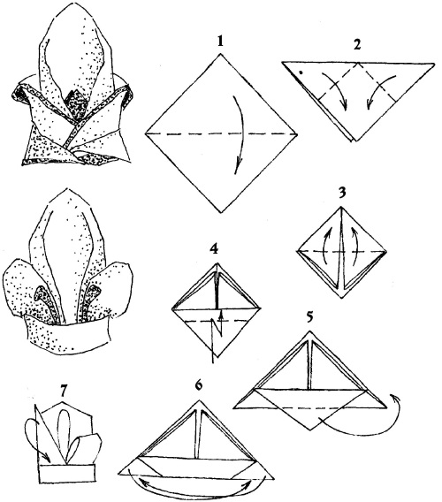 Лилия из салфеток бумажных для стола пошагово с