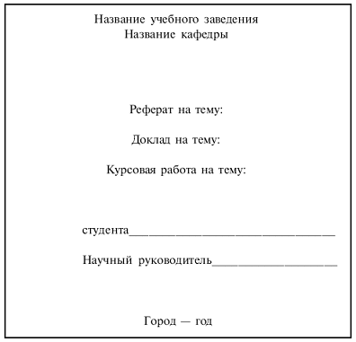 Образцы титульных листов рефератов для школы