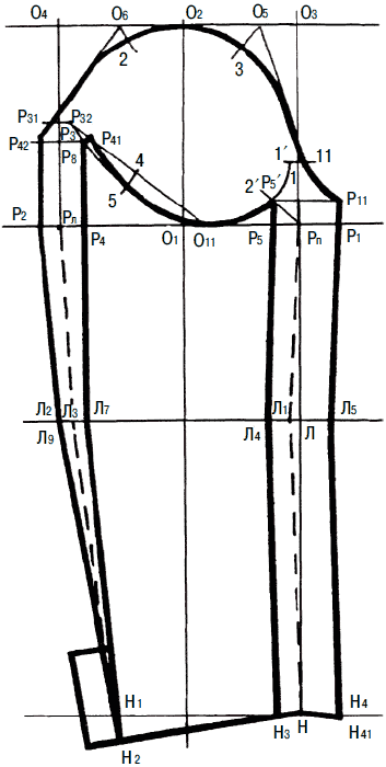 Чертеж рукава двухшовного рукава