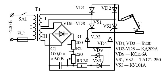 Схема регулятора для трансформатора