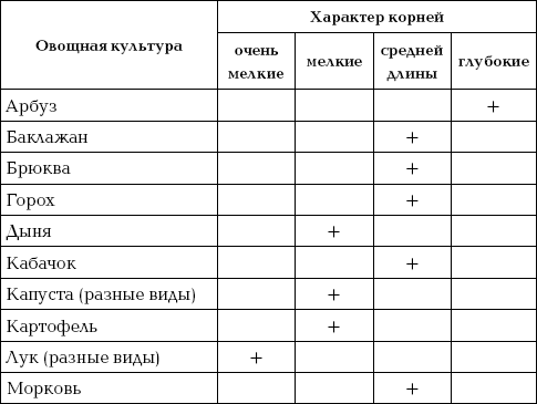 Глубина корней овощных культур