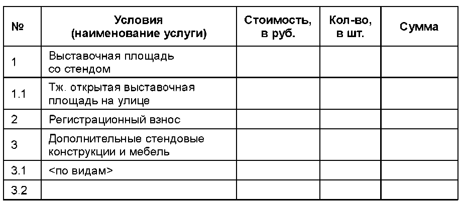 Заявка на участие в ярмарке образец