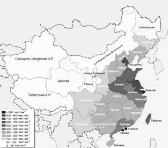 Карта населения китая