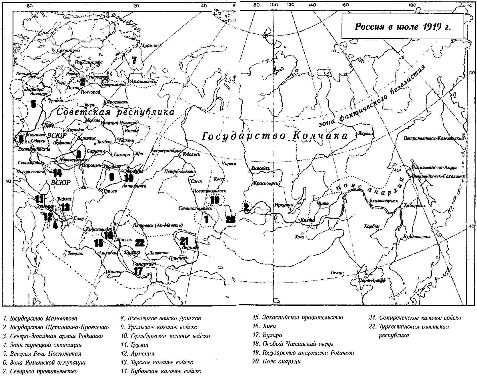 Карта движения колчака