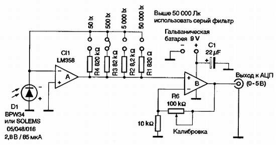 Люксметр схема прибора