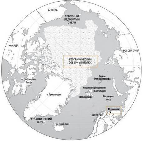 Карта северного полюса сверху
