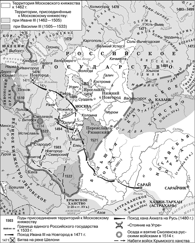 Складывание единого российского государства в конце 15 века карта