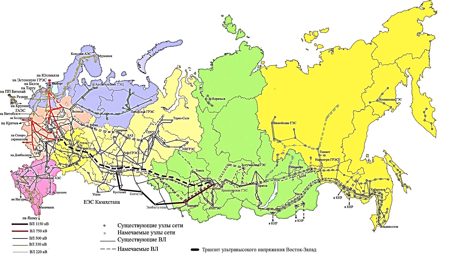 Схема линий электропередач россии