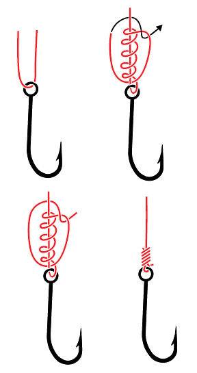 Завязать крючок рыболовный на леску схема