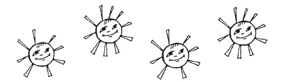 Символ труда солнышка в каждом прямоугольнике нарисуй