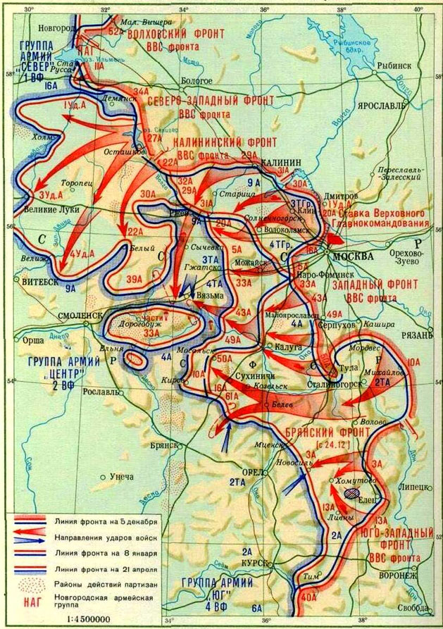 Карта боевых действий под москвой 1942