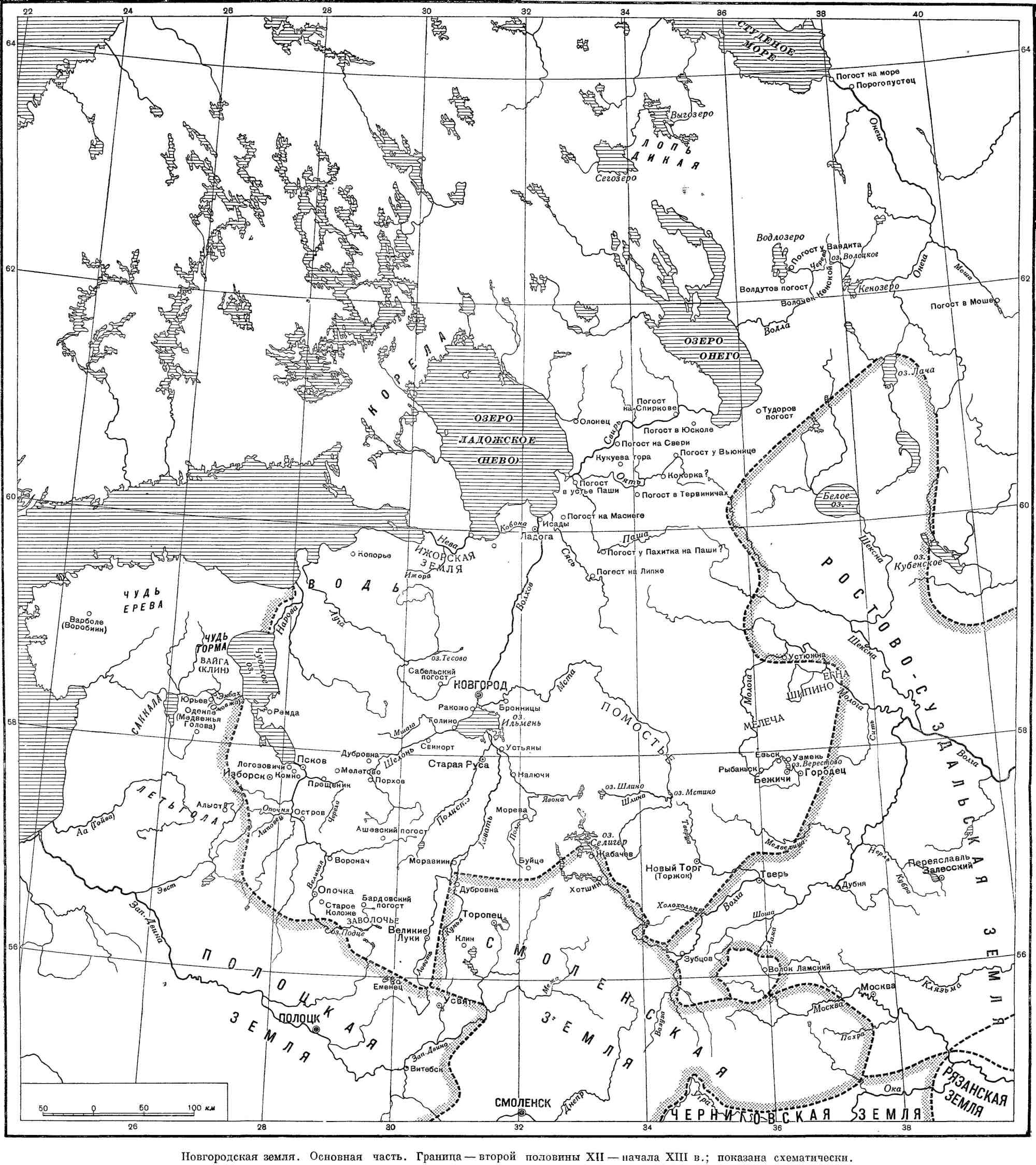 Новгородская земля в 12 13 веках контурная карта