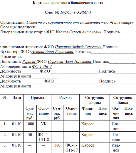 Явочная карточка образец заполнения