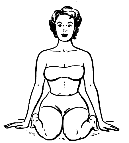 Поза сидящей девушки на коленях