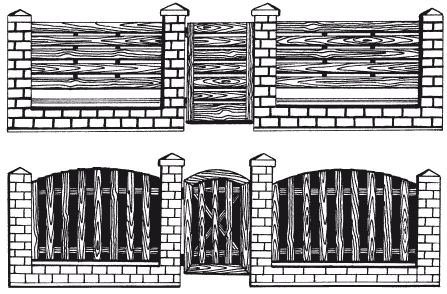 Рисунок кирпичный забор